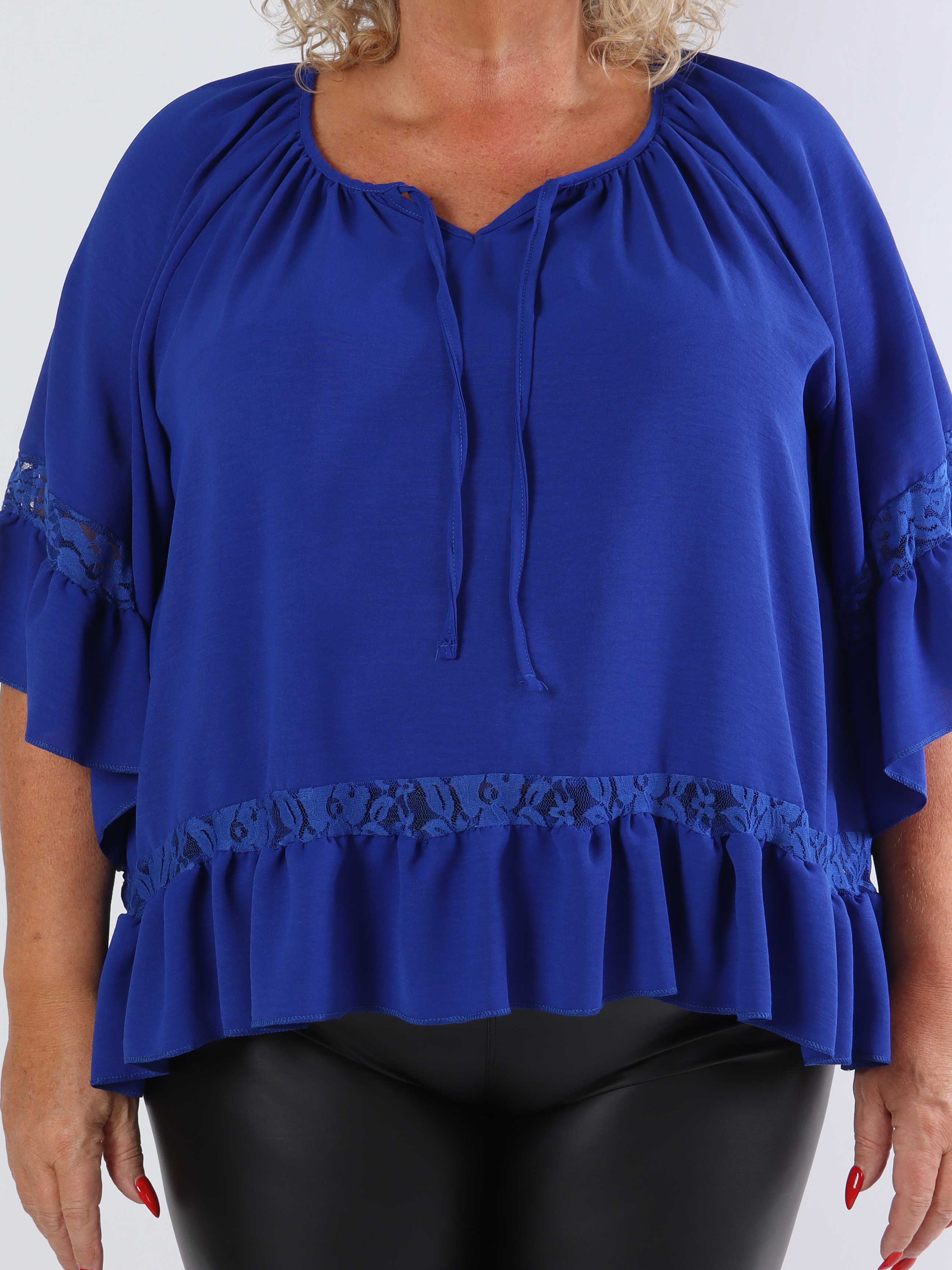 Achilla - Plus size-tunika med spetskant och volanger